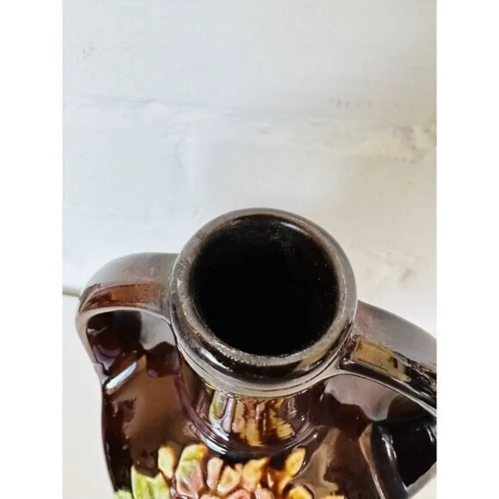 Antique Double Handled Glazed Vase with Floral Design Peters And Reed See Photos